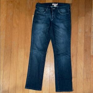H&M Dark Wash Straight Leg Jeans with Subtle Fading 30 / 32